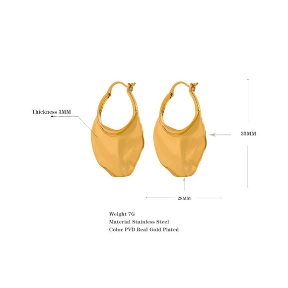 18K Gold Plated Large Hoop Earrings - Picture 5 of 5